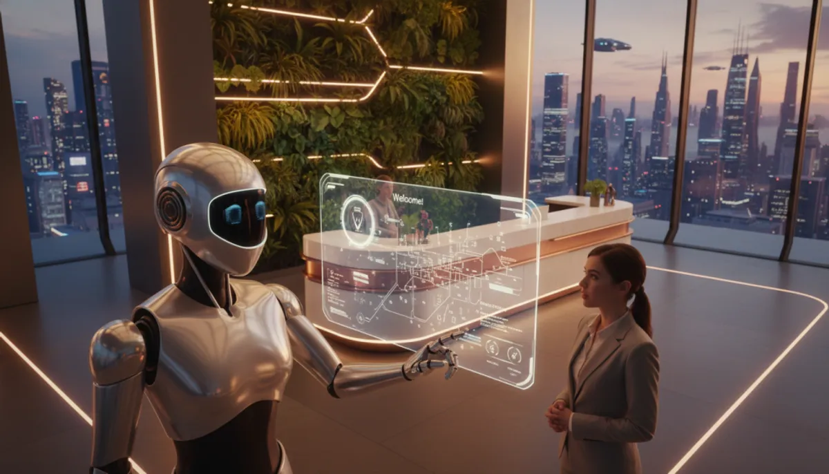 assistant virtuel à la réception d'un hôtel