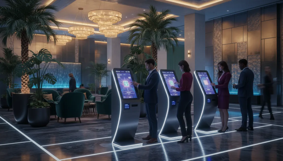 borne self-service enregistrement hôtel casino