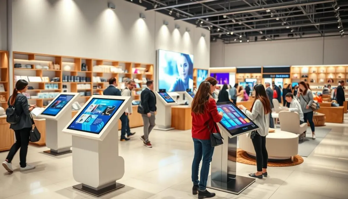 bornes interactives dans un magasin