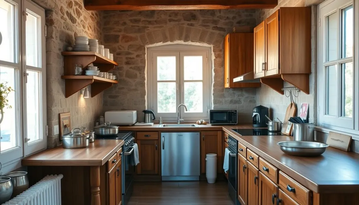 Cuisine équipée dans une auberge de jeunesse