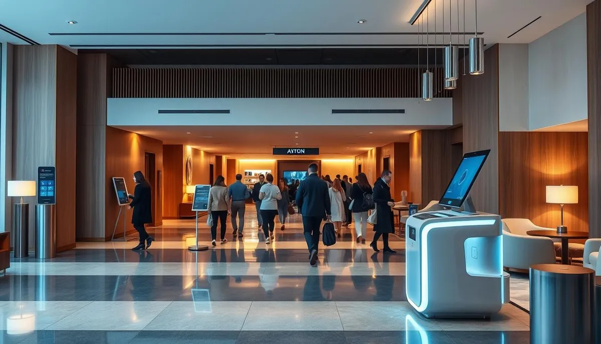 borne intérieure réduction files d'attente hôtel