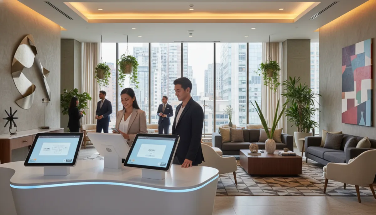 intégration borne self check-in hall hôtel