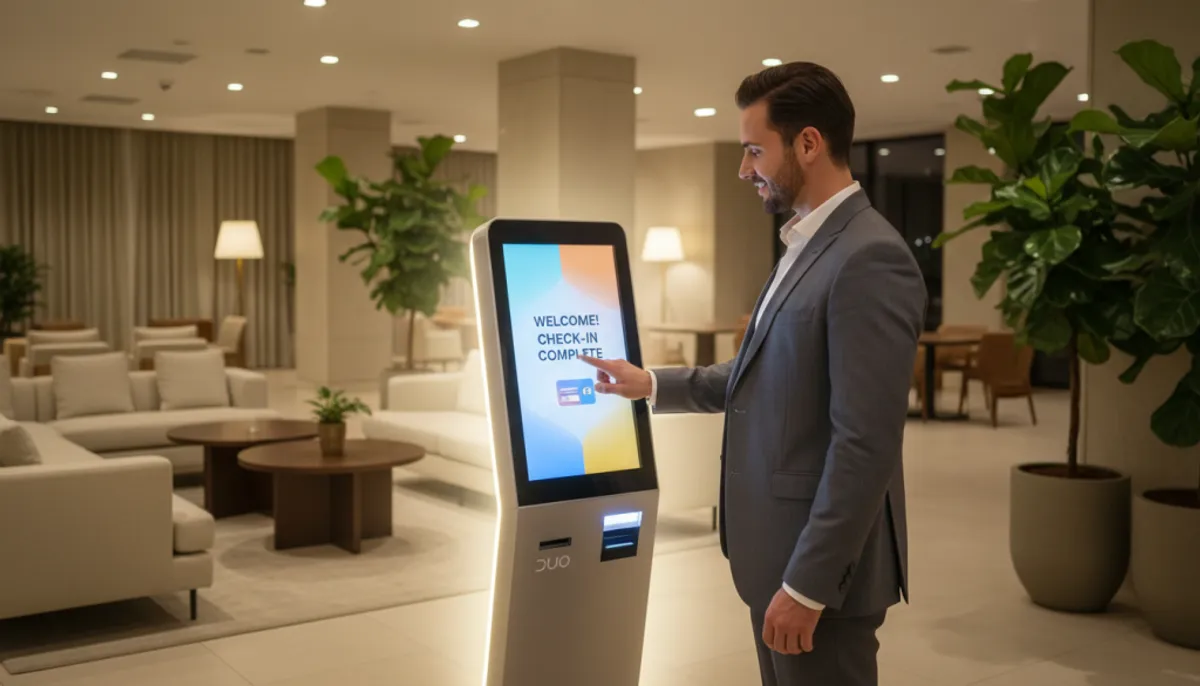 processus check-in réussi bornes DUO