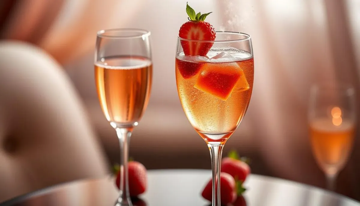 Rossini champagne cocktail presentation Rossini champagne cocktail presentation